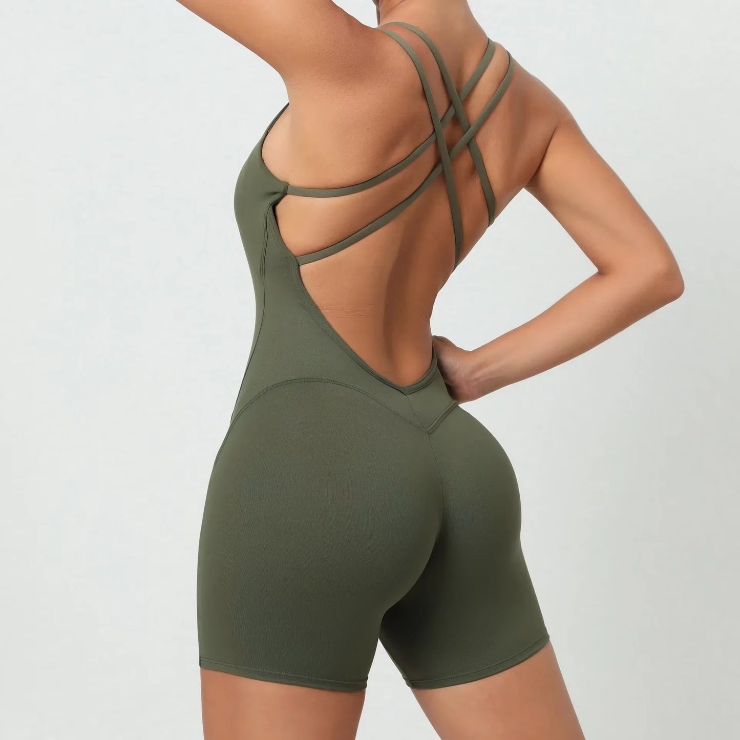 Sleeveless Backless Fitness Overalls