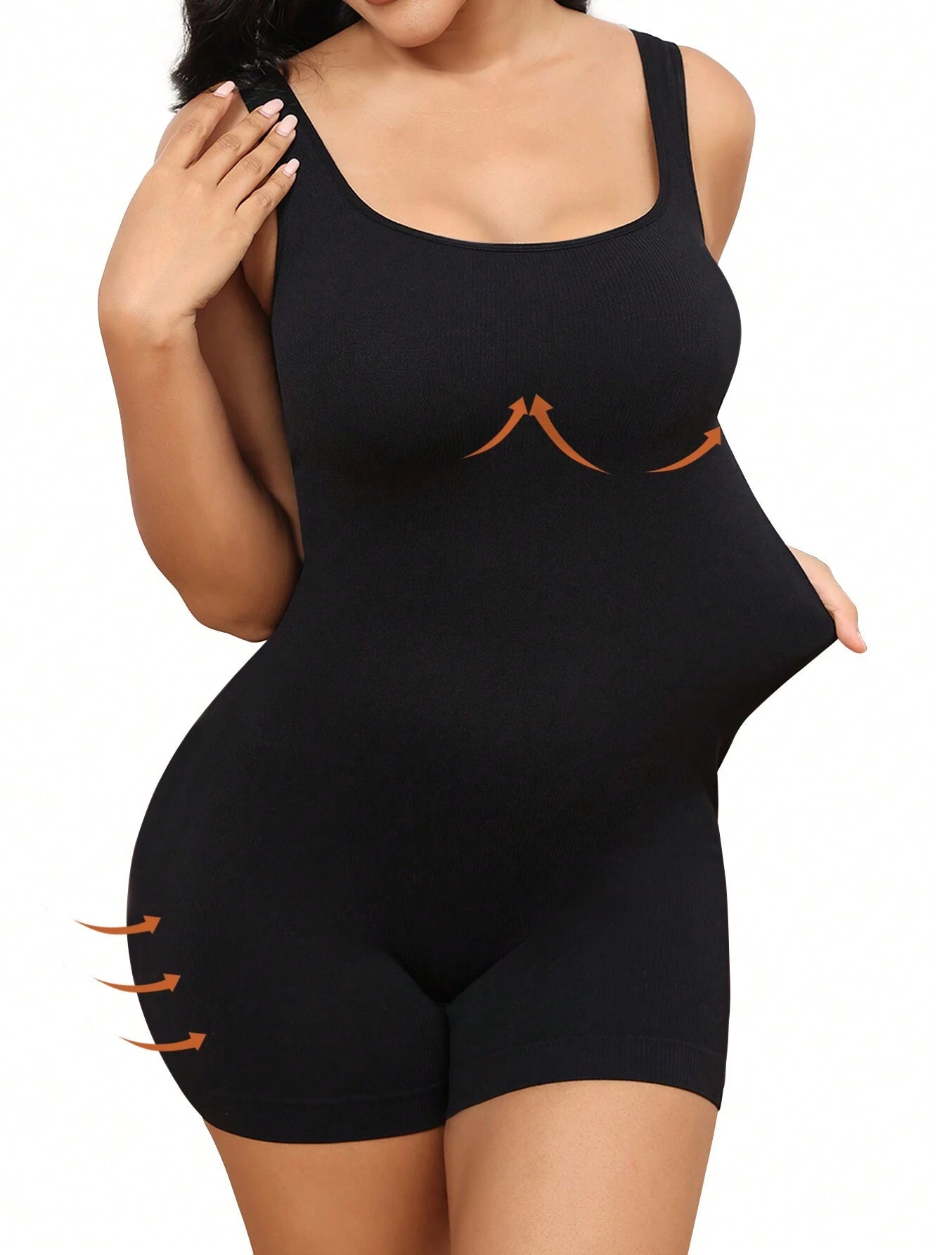 Plus Size Solid Shapewear Casual Comfy Strong Level Medium Stretch Unitard Romper