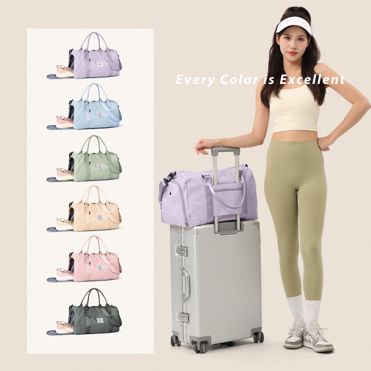 Gym Bag Womens Mens with Shoes Compartment and Wet Pocket