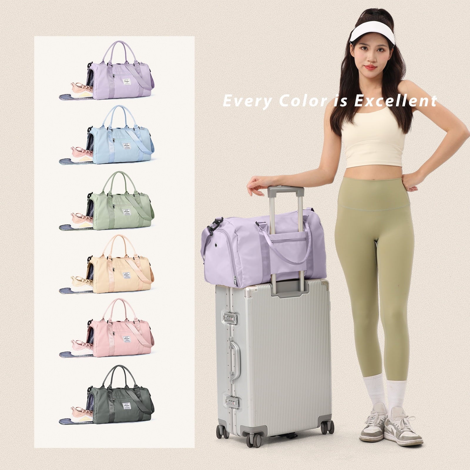 Gym Bag Womens Mens with Shoes Compartment and Wet Pocket