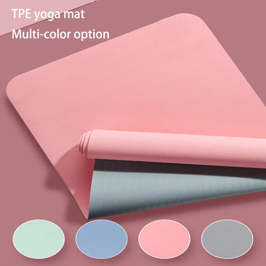 TPE Yoga Mat, Eco Fitness Mat with Strap, Professional Yoga Mat, Women'S Non-Slip Home Training Mat, Pilates