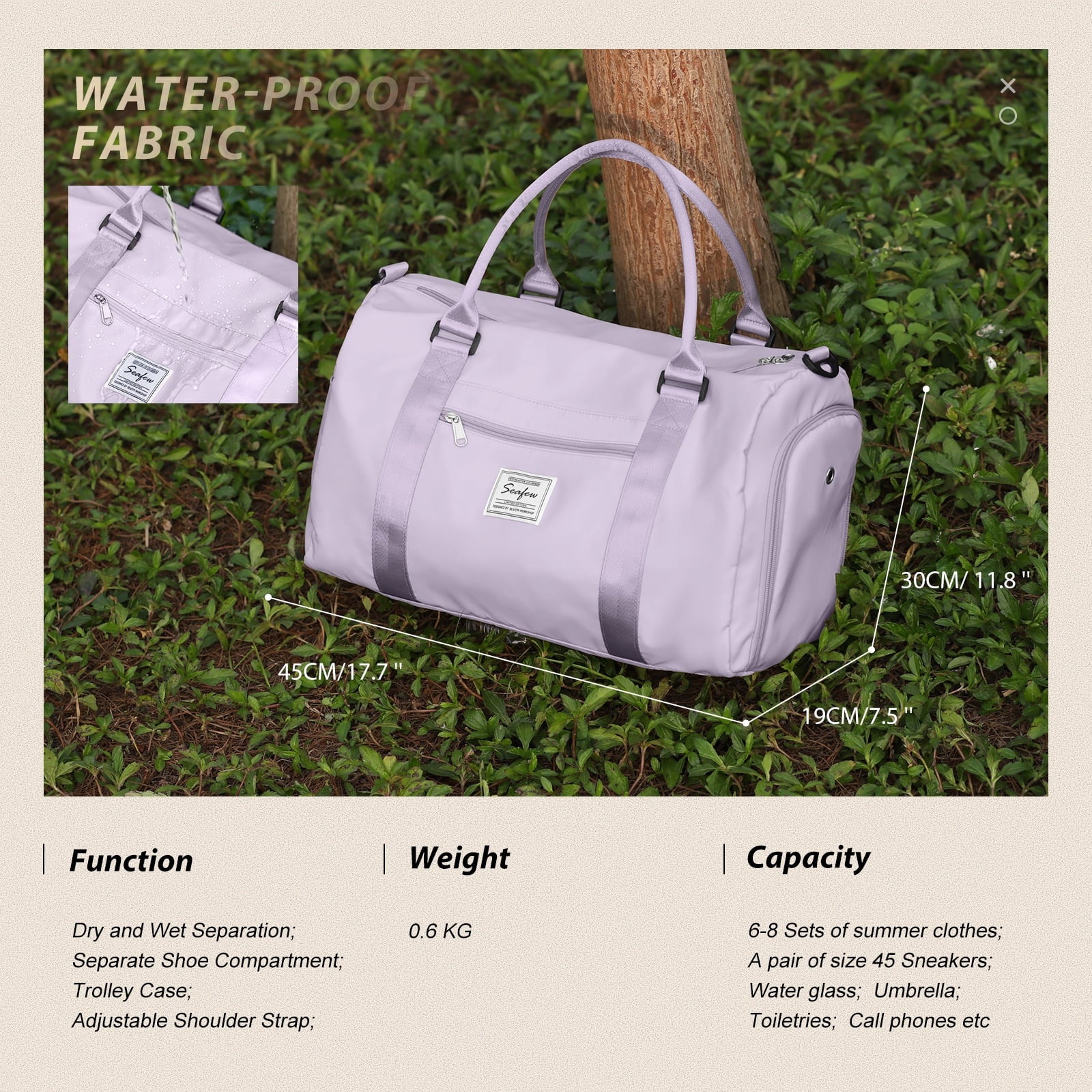Gym Bag Womens Mens with Shoes Compartment and Wet Pocket
