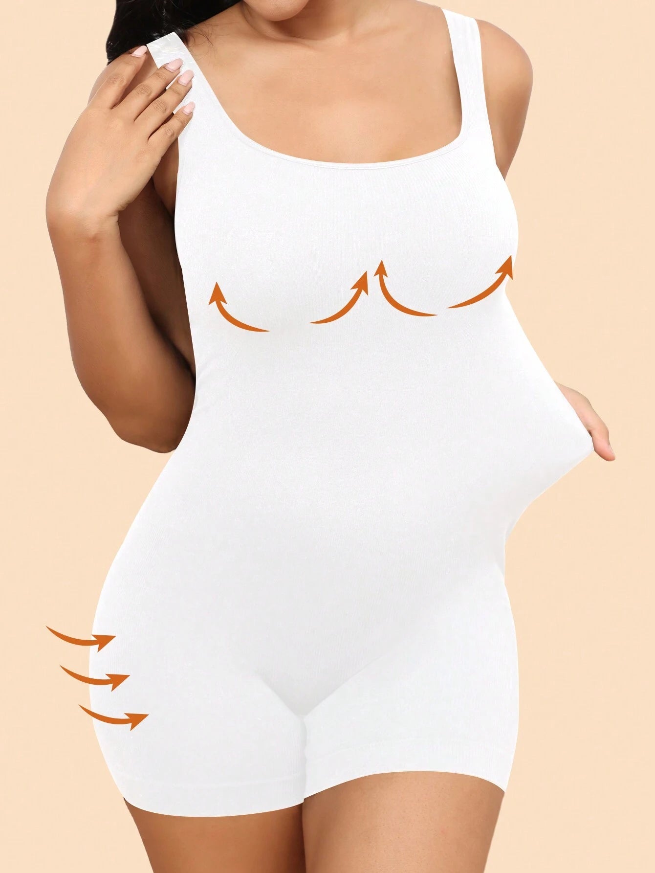 Plus Size Solid Shapewear Casual Comfy Strong Level Medium Stretch Unitard Romper