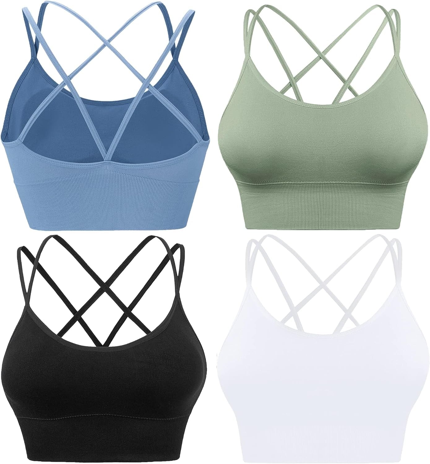 Sports Bras for Women High Impact Cross Back Strappy Bras Cropped Padded Seamless Workout Yoga Bras Set