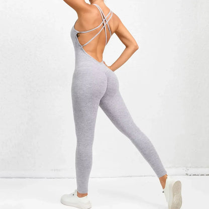 Sexy Backless Bodycon Yoga Sport Suit 