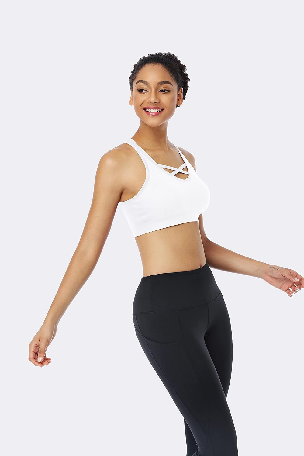 Strappy Sports Bras for Women - Medium Support Wirefree Yoga Bra Activewear