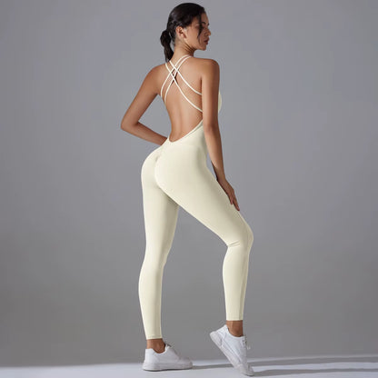 Sexy Backless Bodycon Scrunch Yoga Suit