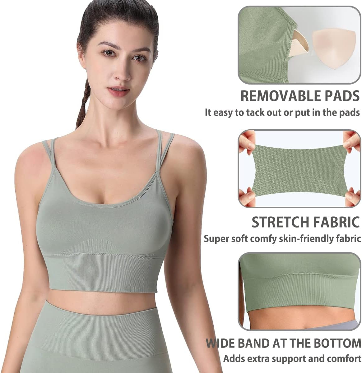 Sports Bras for Women High Impact Cross Back Strappy Bras Cropped Padded Seamless Workout Yoga Bras Set