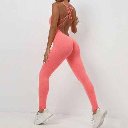 Sexy Backless Bodycon Yoga Sport Suit 