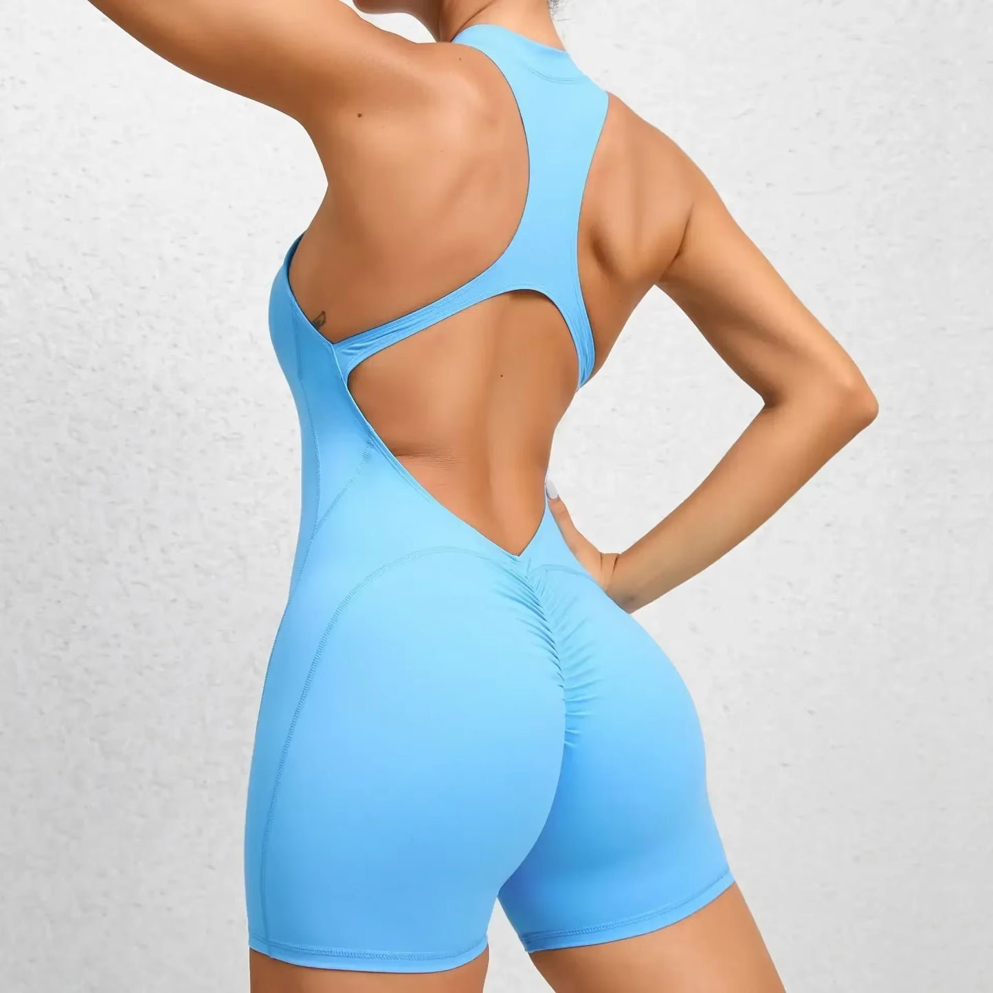 Sexy Hollow Backless Scrunch Butt Sport Yoga Romper