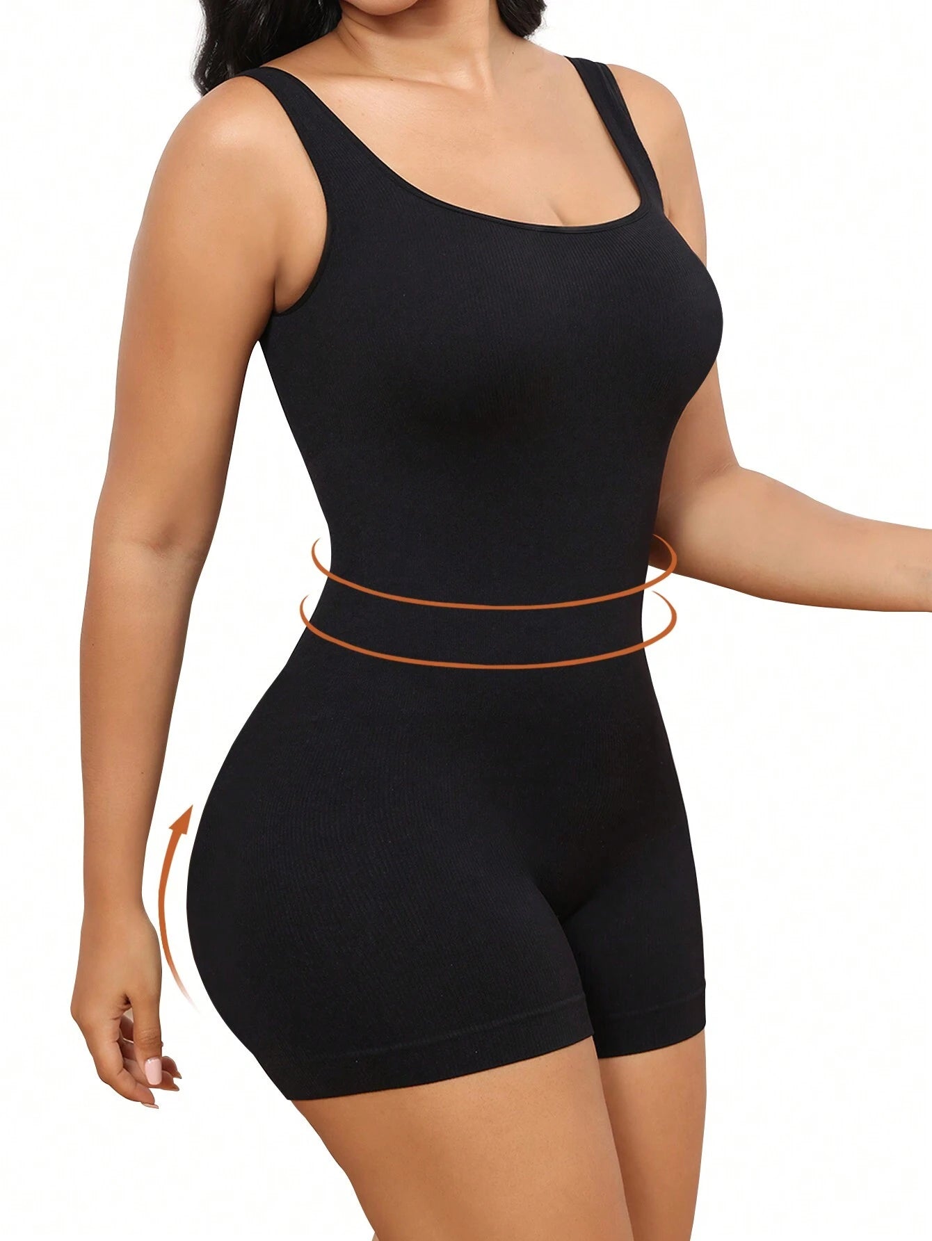 Plus Size Solid Shapewear Casual Comfy Strong Level Medium Stretch Unitard Romper