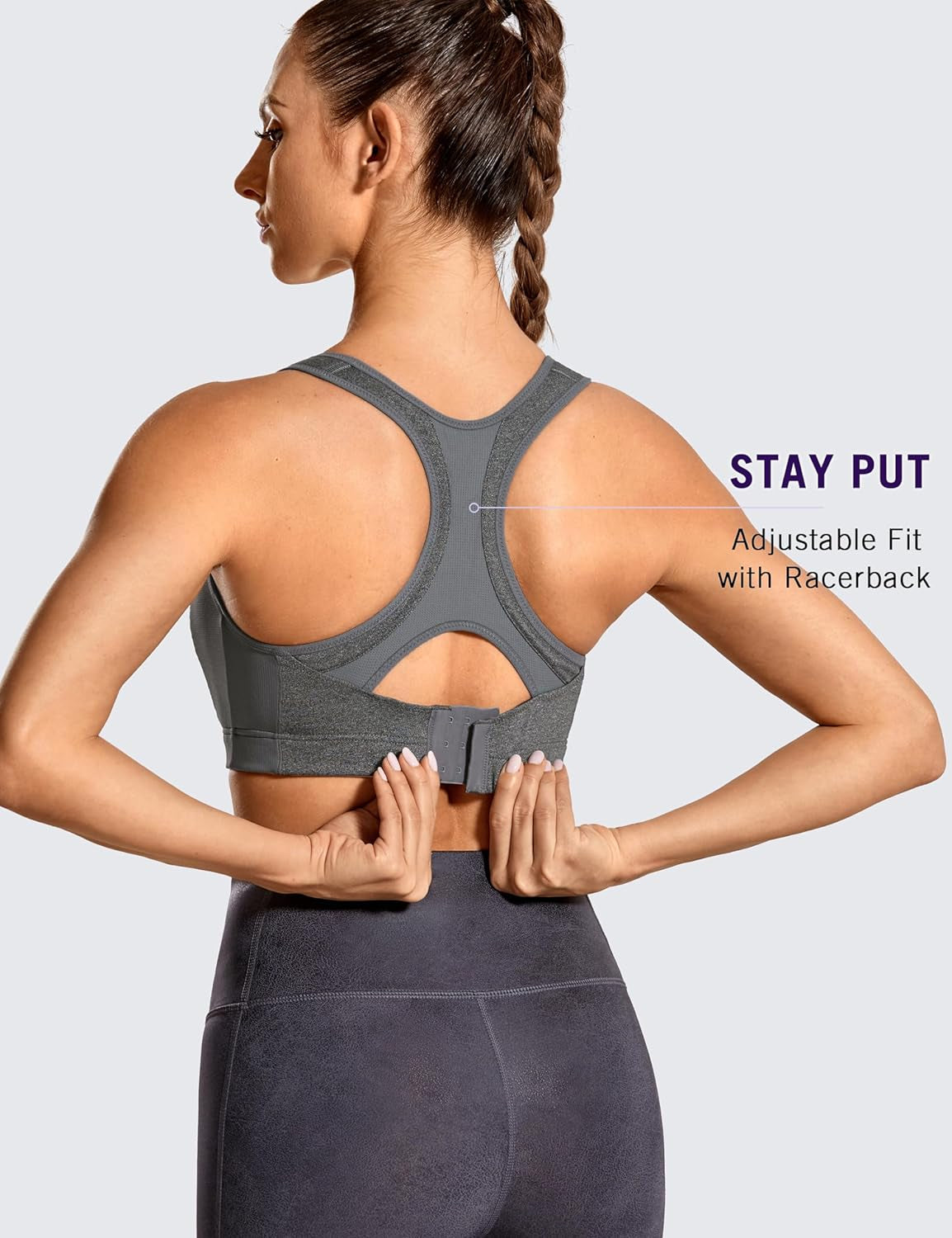 Women'S Sports Bra Front Adjustable High Impact Support Padded Wireless Racerback plus Size Running Bra