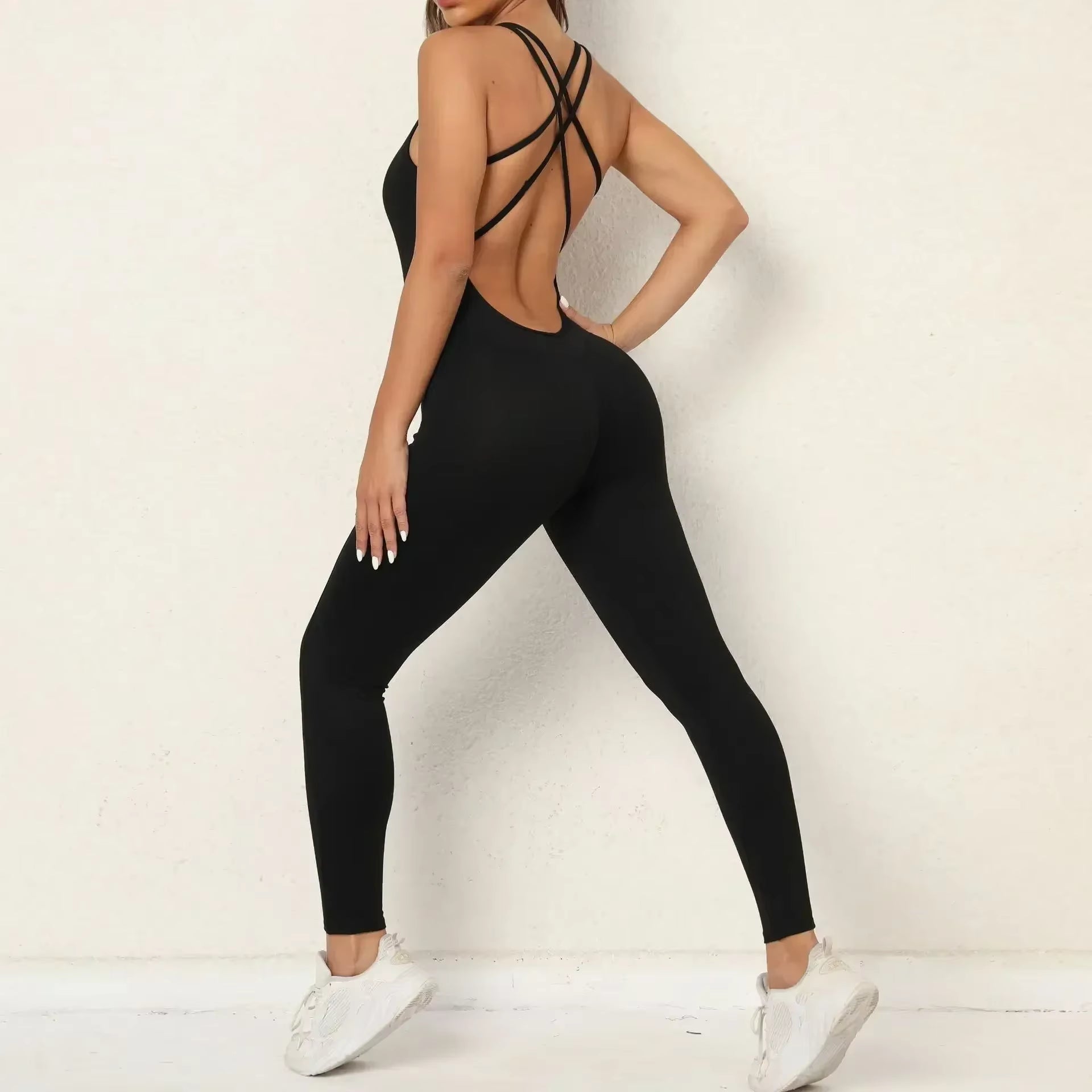 Sexy Backless Bodycon Yoga Sport Suit 