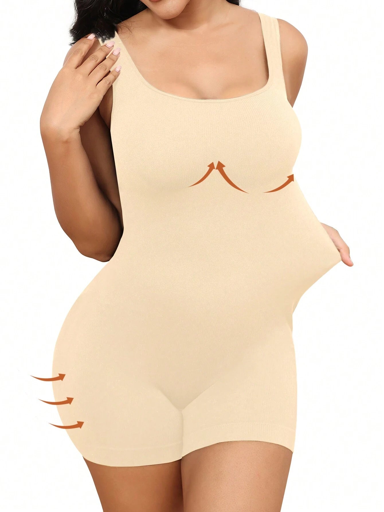 Plus Size Solid Shapewear Casual Comfy Strong Level Medium Stretch Unitard Romper