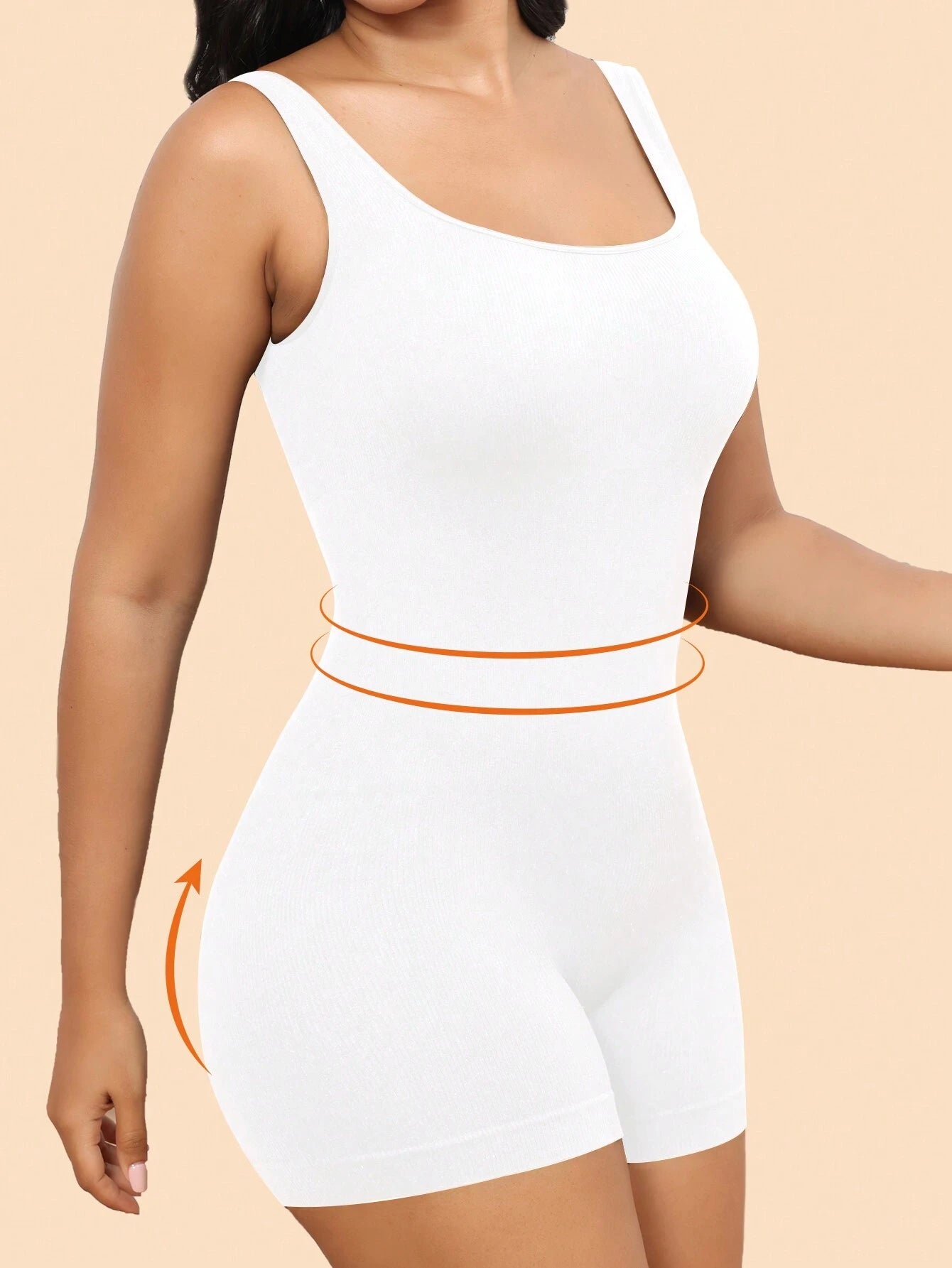 Plus Size Solid Shapewear Casual Comfy Strong Level Medium Stretch Unitard Romper