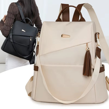 Fashion Tassel Decorative Women’S Nylon Anti-Theft Backpack Casual Travel Female Shoulder Bag Large Capacity Student School Pack