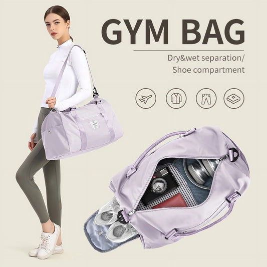 Gym Bag Womens Mens with Shoes Compartment and Wet Pocket