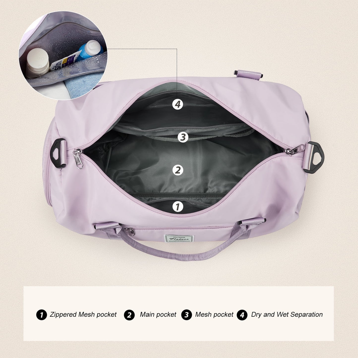 Gym Bag Womens Mens with Shoes Compartment and Wet Pocket