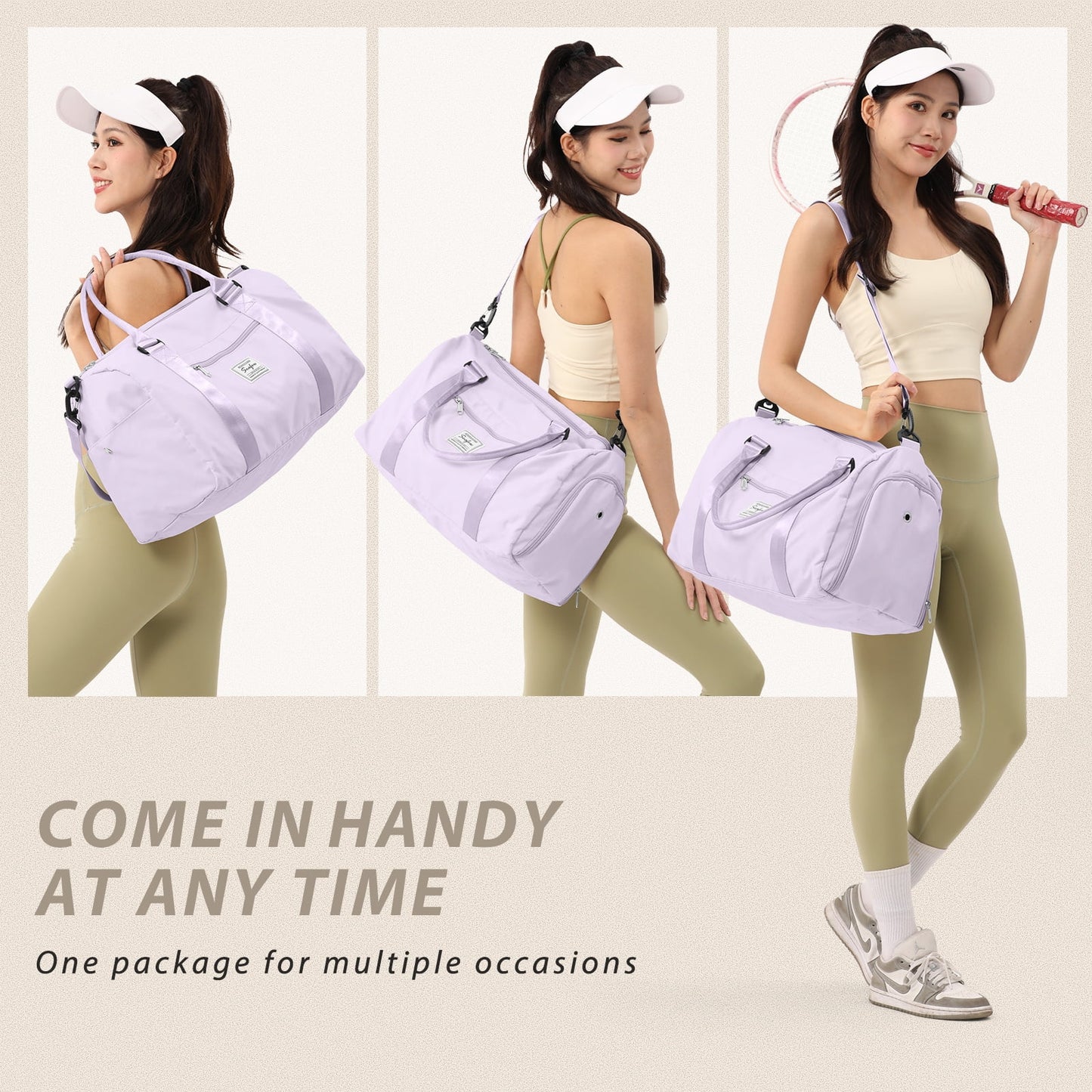 Gym Bag Womens Mens with Shoes Compartment and Wet Pocket