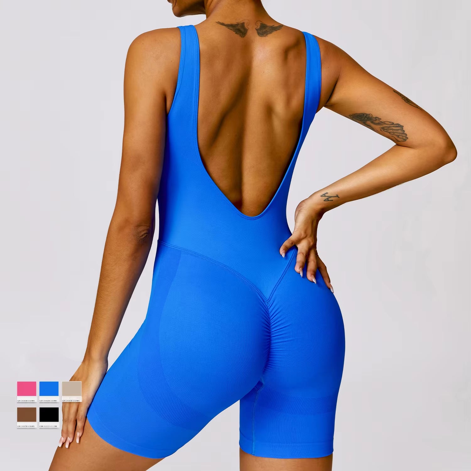 Seamless Backless Sport  One Piece Outfit Yoga Workout Clothes Fitness Overalls 