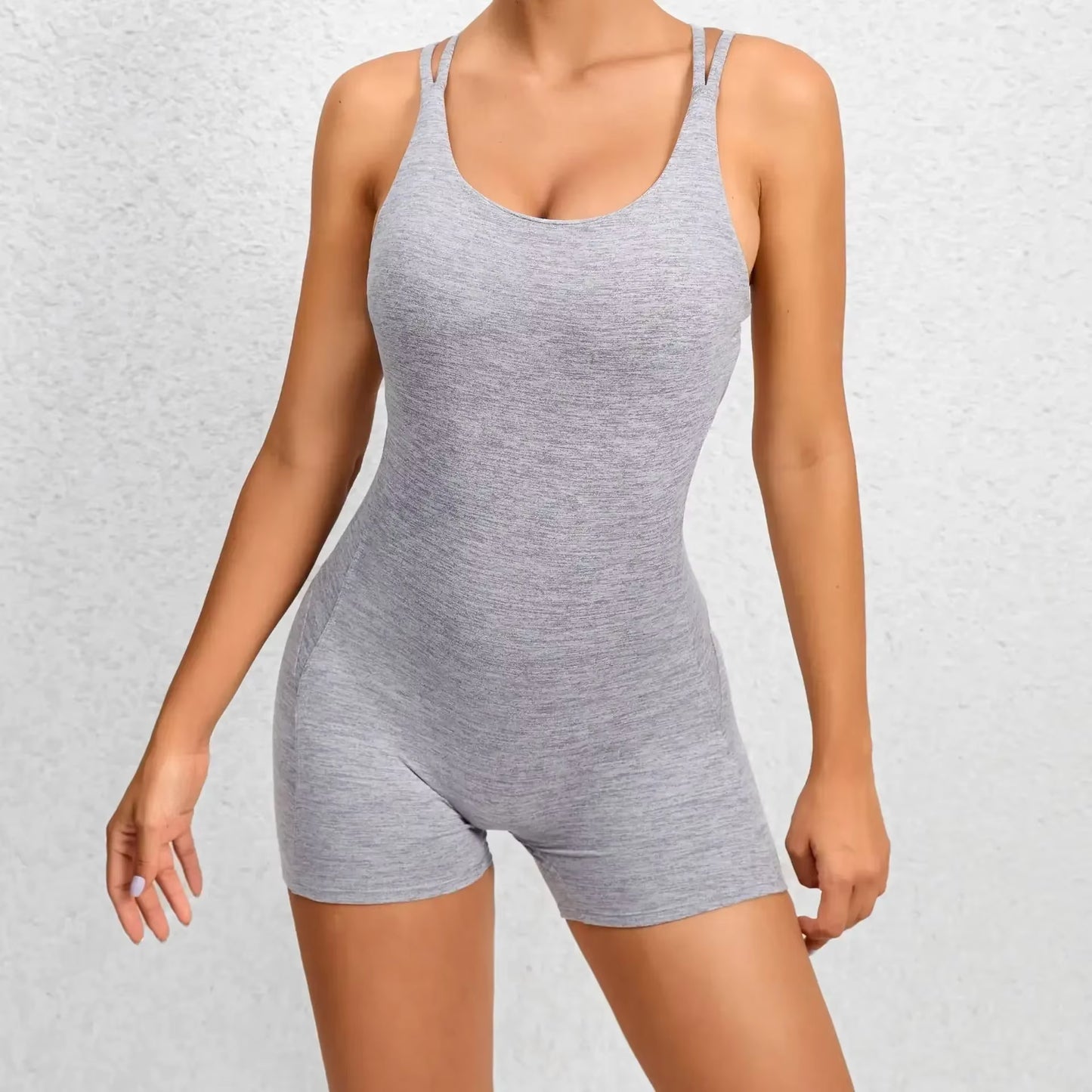 Backless Scrunch Raises Butt Fitness Short Overalls 