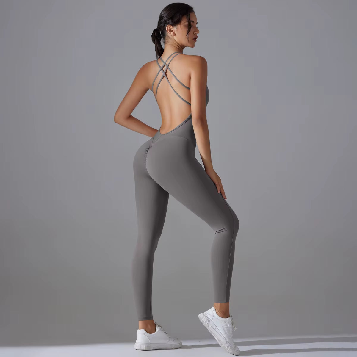 Sexy Backless Bodycon Scrunch Yoga Suit