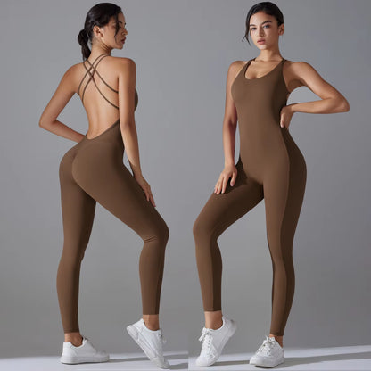 Sexy Backless Bodycon Scrunch Yoga Suit