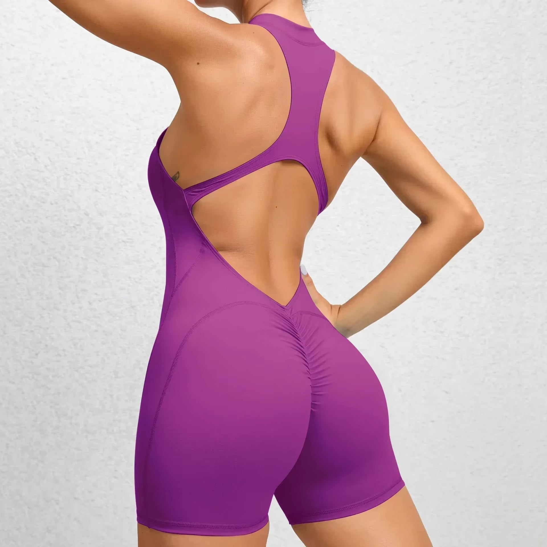 Sexy Hollow Backless Scrunch Butt Sport Yoga Romper