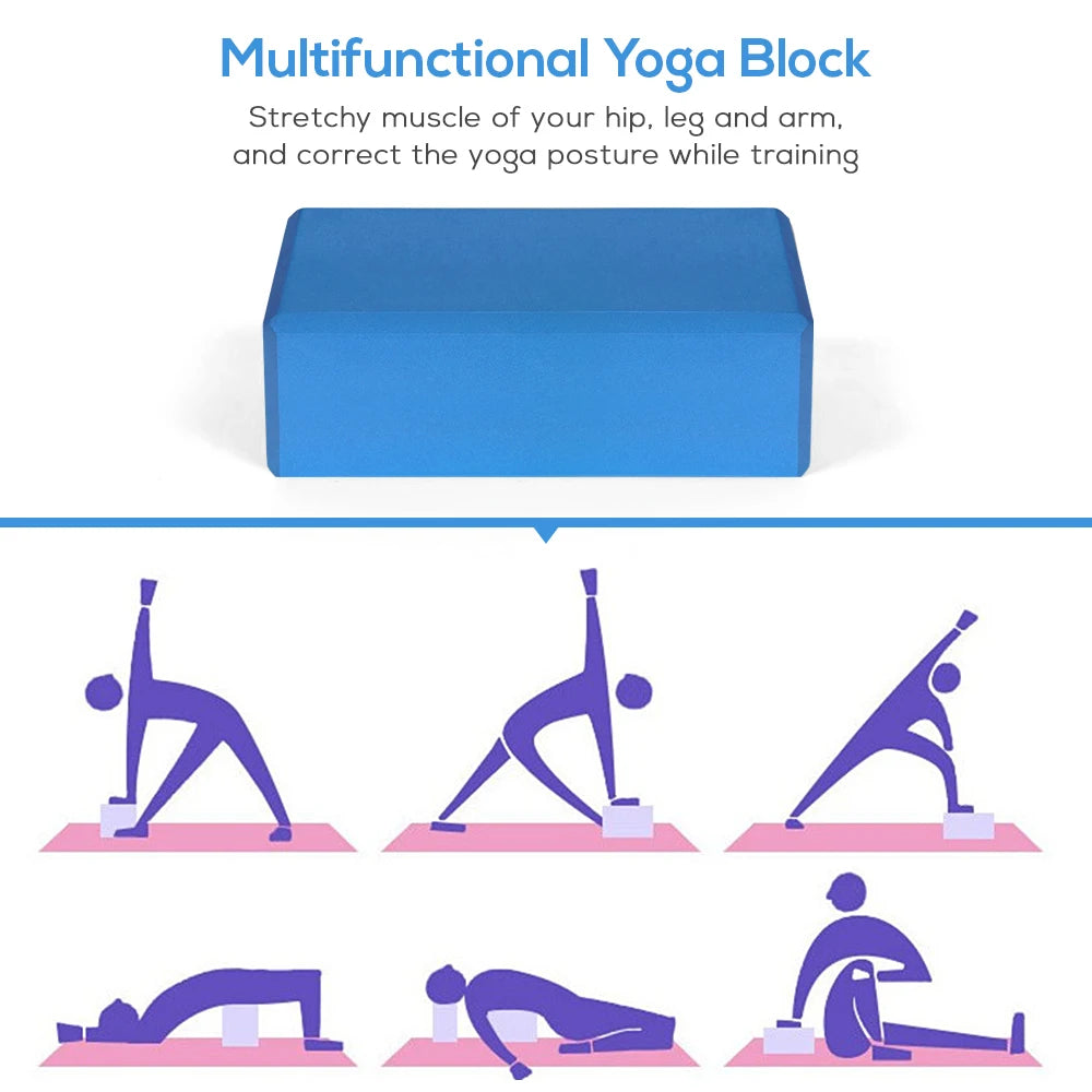 Yoga Block 2 Pack Yoga Blocks with Yoga Strap EVA Foam Fitness Exercise Yoga Blocks Bricks Set for Home Gym Fitness