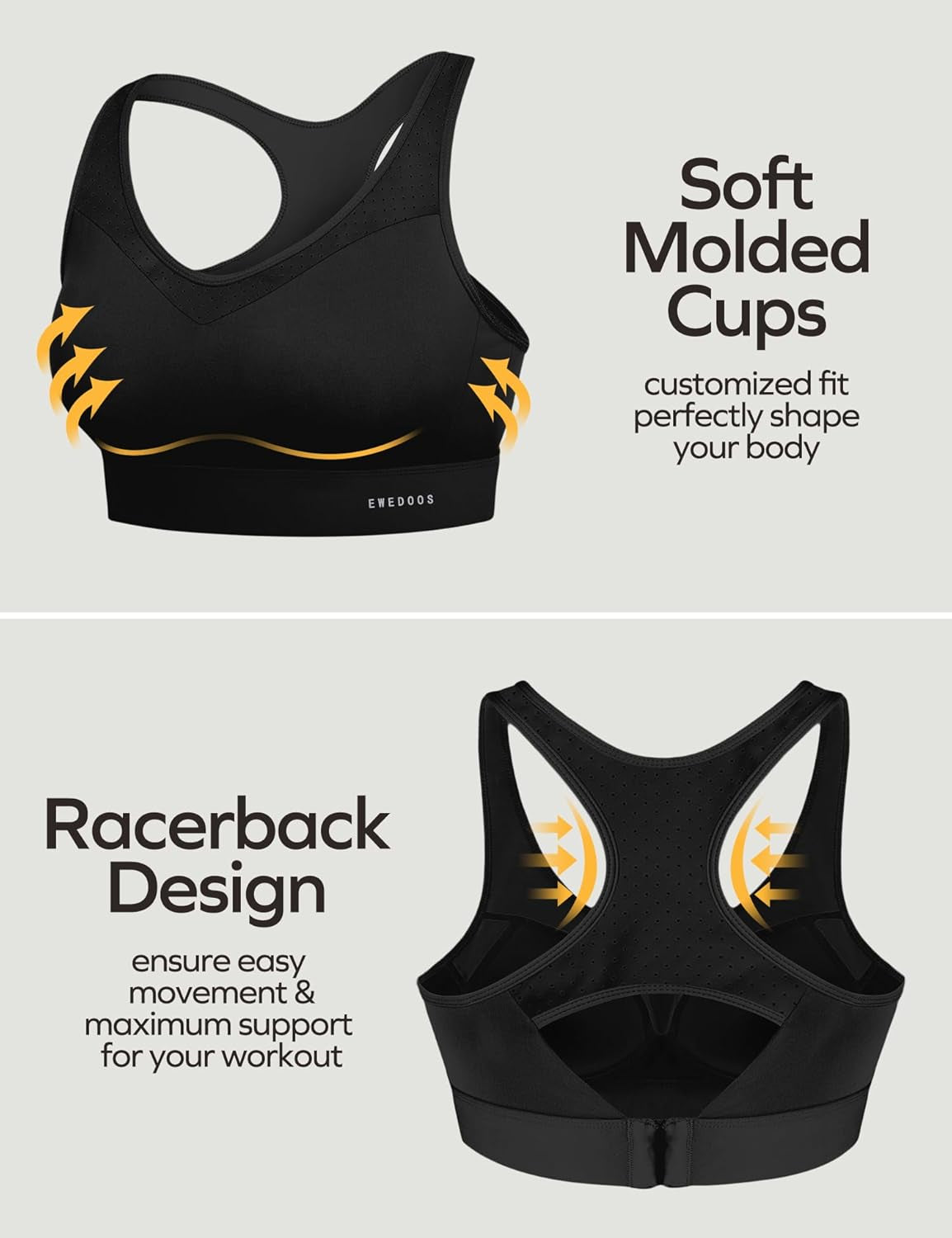 Sports Bras for Women High Support High Impact Sports Bras for Women Large Bust Push up Racerback Workout Running Bra