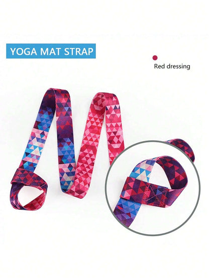 Multifunctional Yoga Mat Strap with Print Design - Yoga Exercise Stretching Strap and Mat Carrier