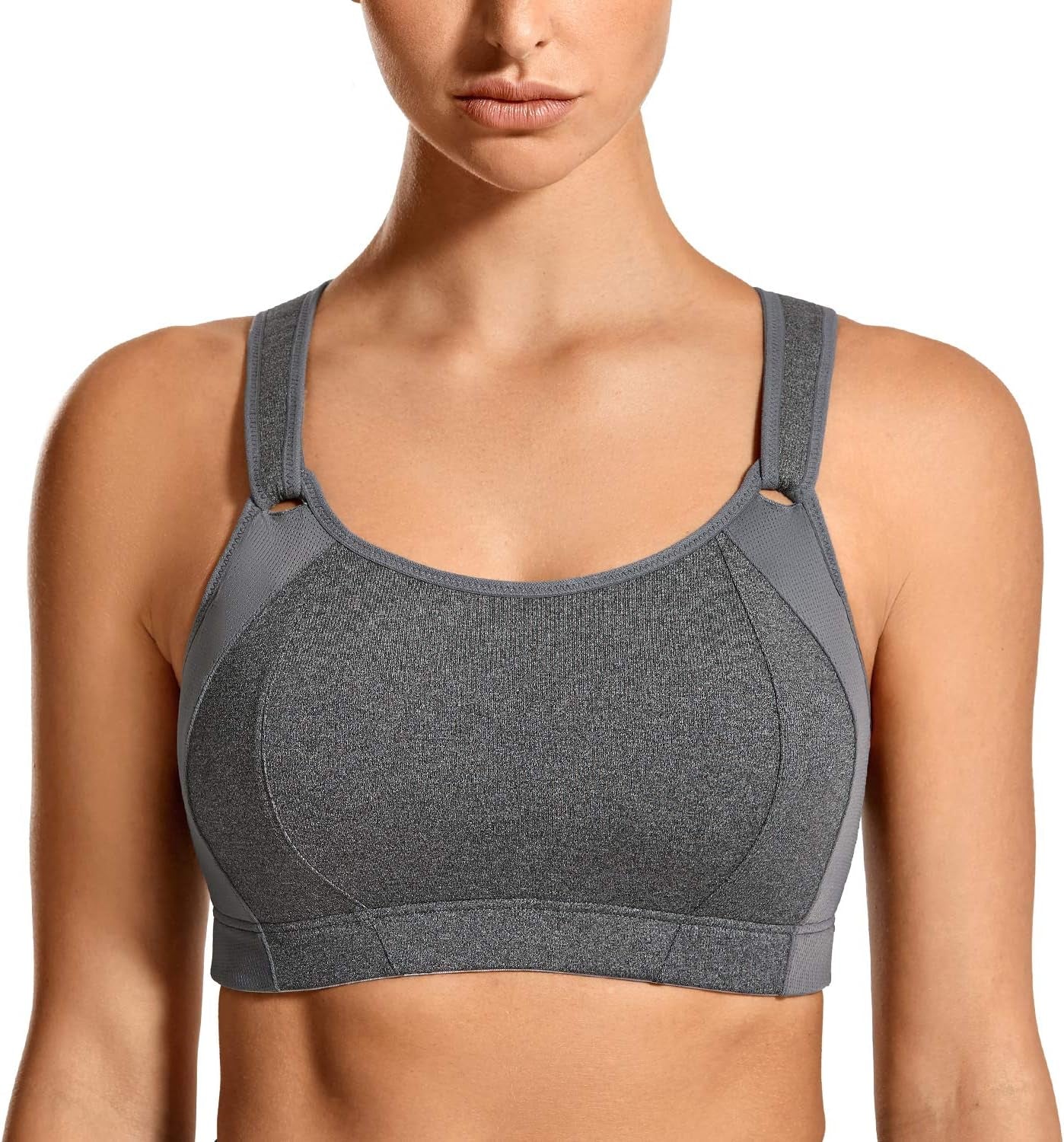 Women'S Sports Bra Front Adjustable High Impact Support Padded Wireless Racerback plus Size Running Bra