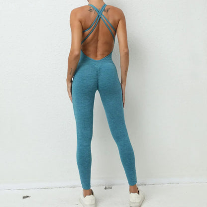 Sexy Backless Bodycon Yoga Sport Suit 