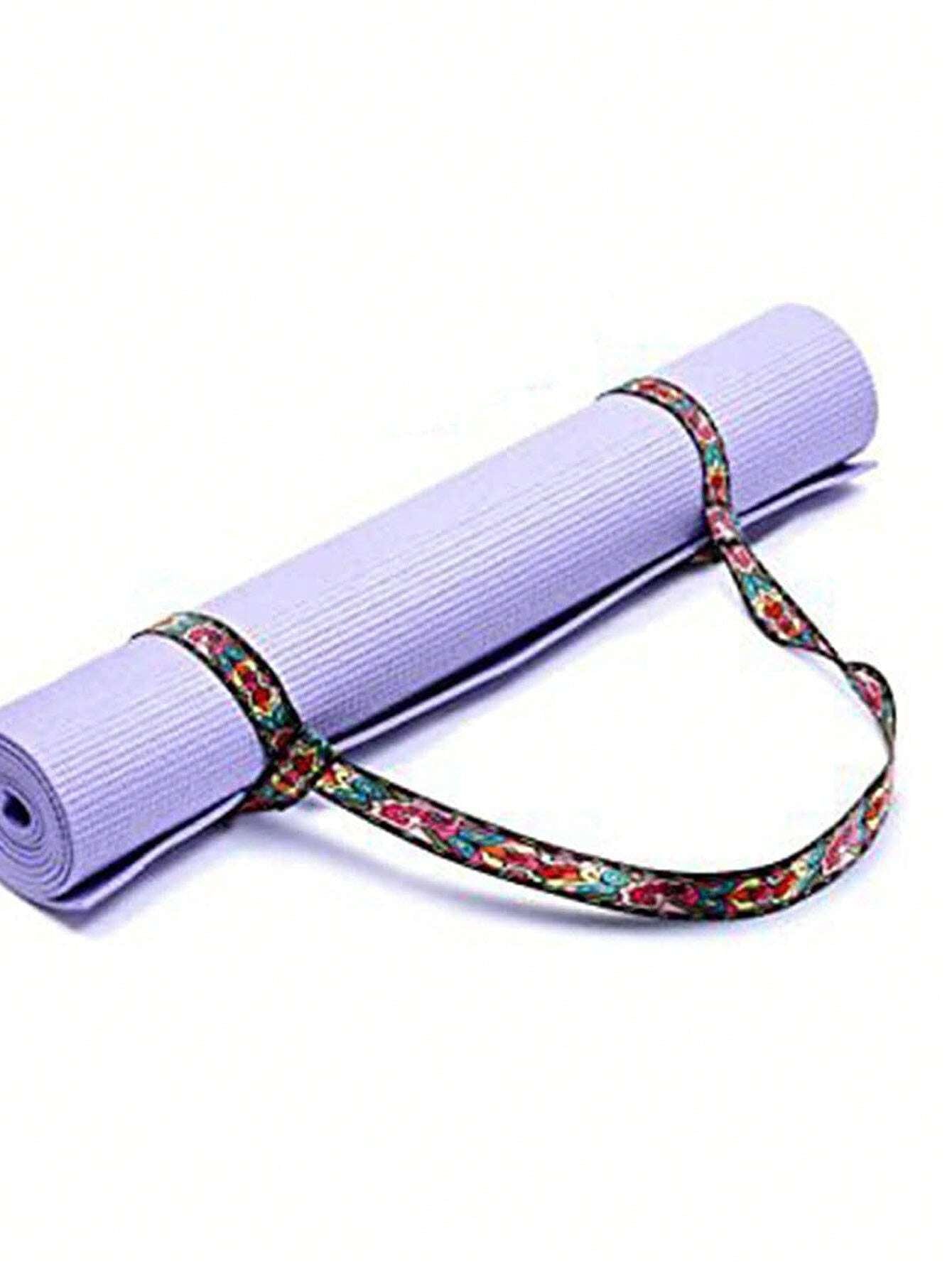 Multifunctional Yoga Mat Strap with Print Design - Yoga Exercise Stretching Strap and Mat Carrier