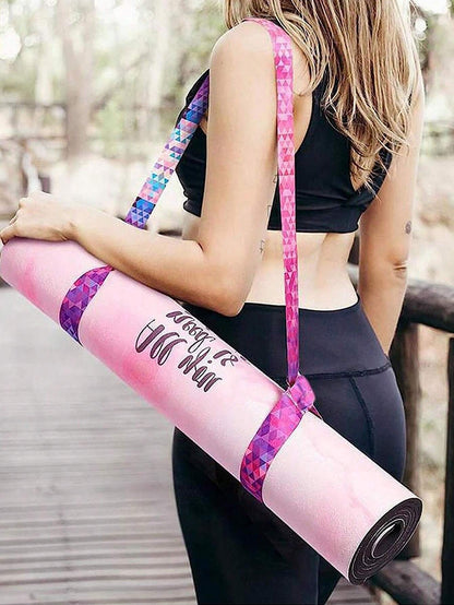 Multifunctional Yoga Mat Strap with Print Design - Yoga Exercise Stretching Strap and Mat Carrier