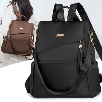 Fashion Tassel Decorative Women’S Nylon Anti-Theft Backpack Casual Travel Female Shoulder Bag Large Capacity Student School Pack