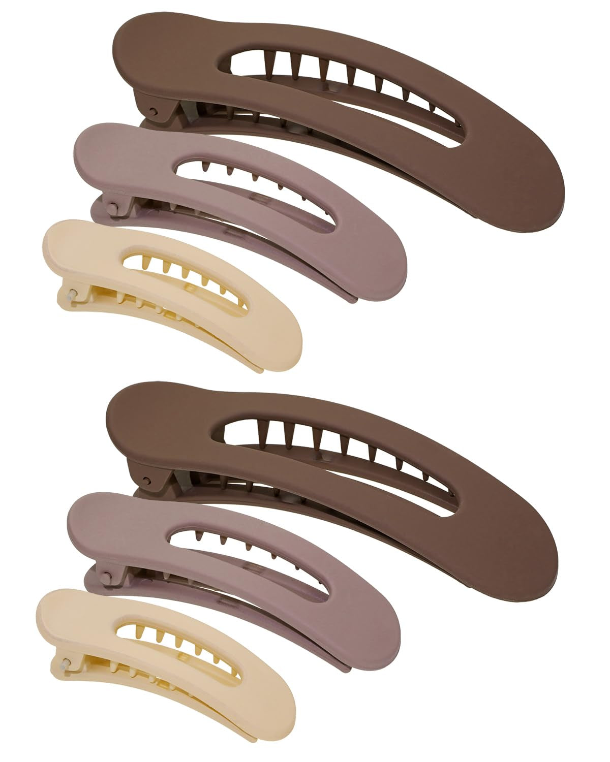 Hair Clips 6pcs 3 Sizes Matte Alligator Clips (Coffee Mixed)
