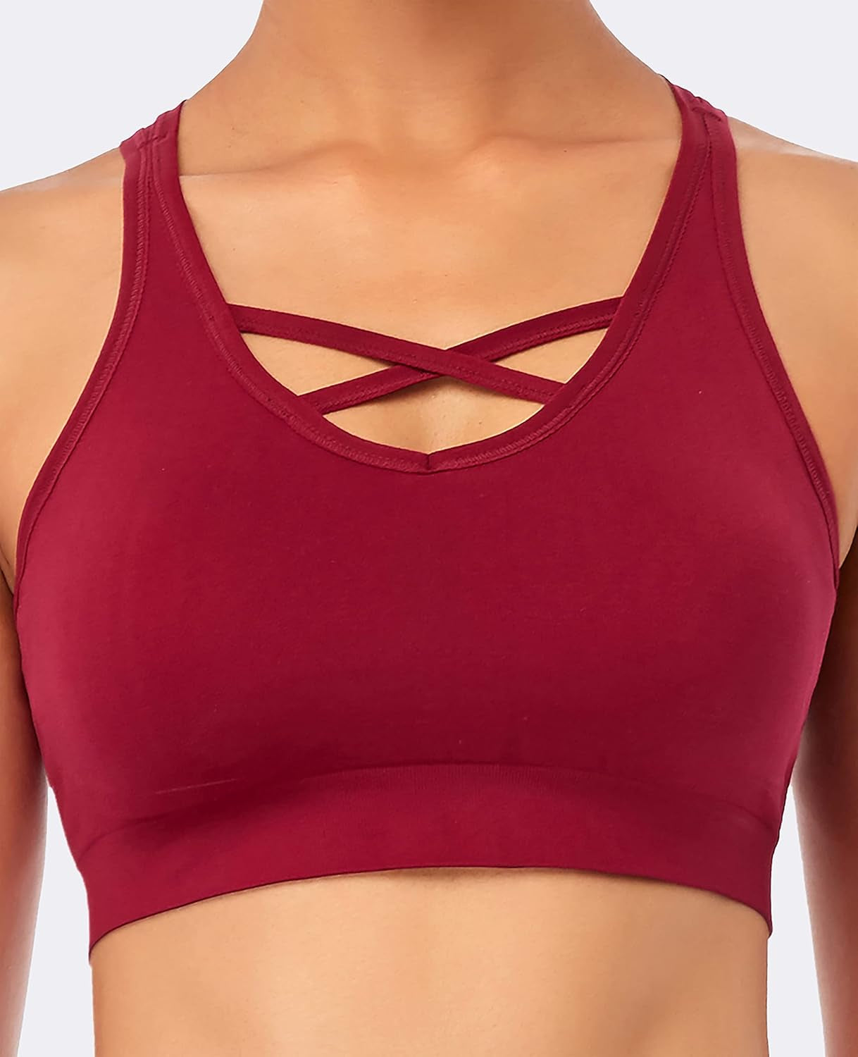 Strappy Sports Bras for Women - Medium Support Wirefree Yoga Bra Activewear