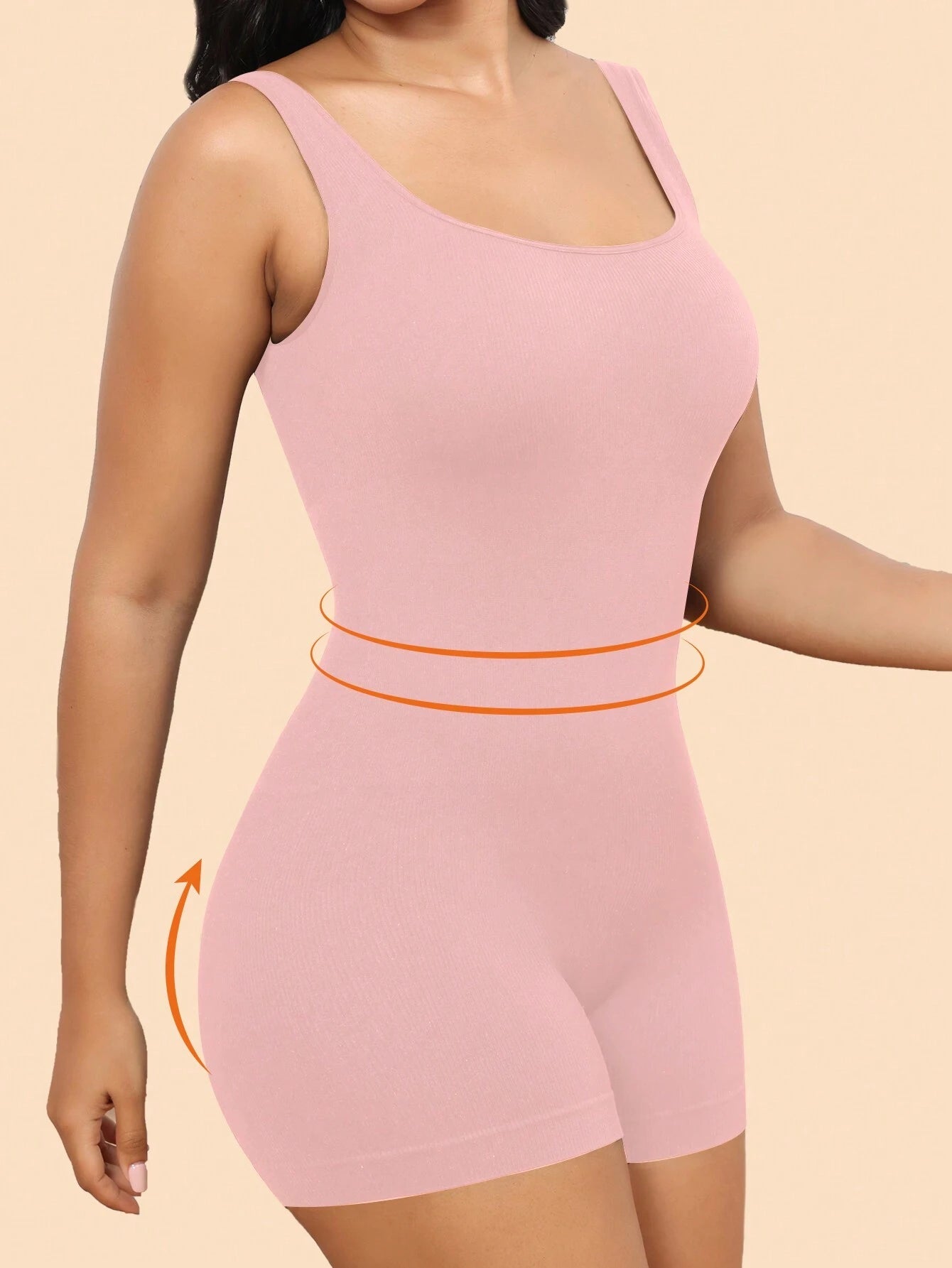 Plus Size Solid Shapewear Casual Comfy Strong Level Medium Stretch Unitard Romper
