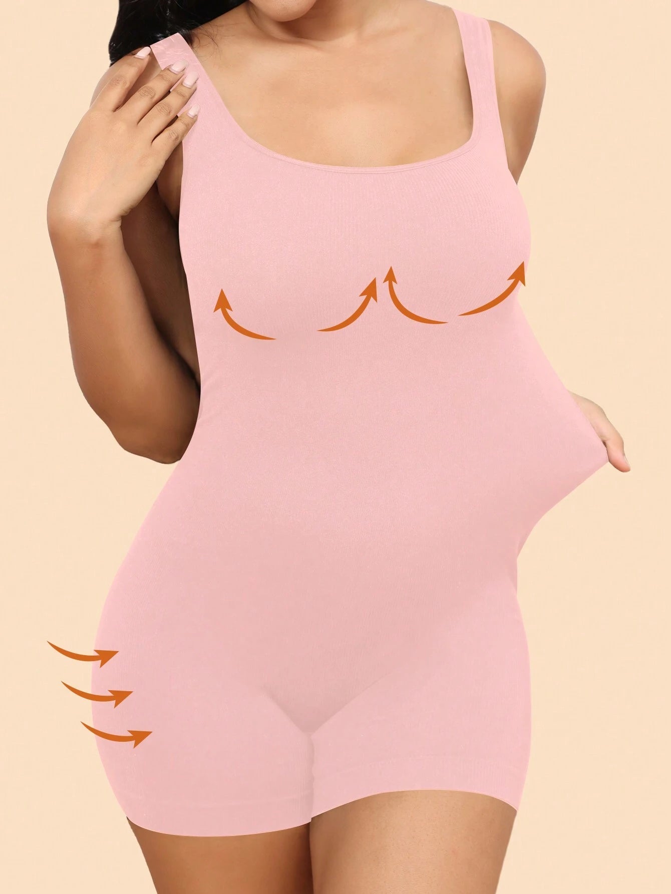 Plus Size Solid Shapewear Casual Comfy Strong Level Medium Stretch Unitard Romper